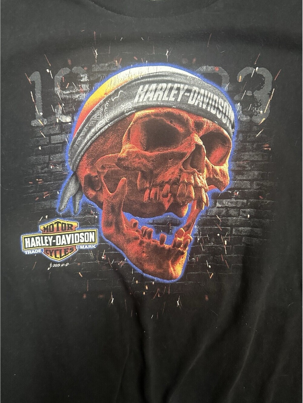 Harley Davidson Nags Head NC Skull Bandana Graphic T Shirt Black USA Large